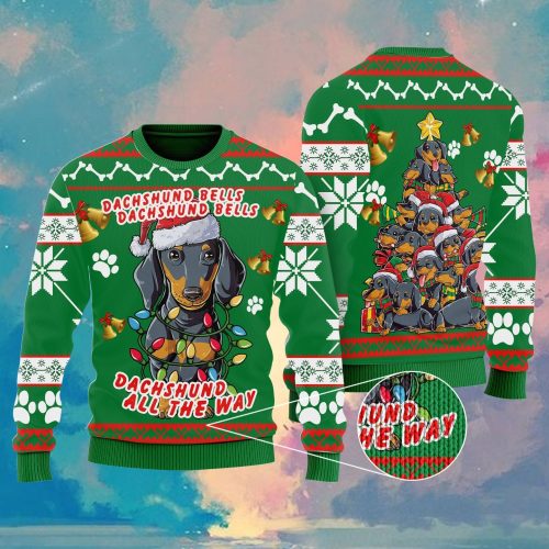 Dachshund Dog Bells Christmas Ugly Christmas Sweater  Adult