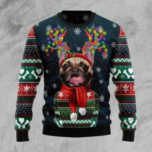 Cool French Bulldog Ugly Christmas Sweater  Adult