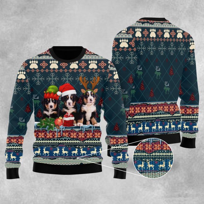 Cute Bernese Mountain Dog Christmas Ugly Christmas Sweater  Adult