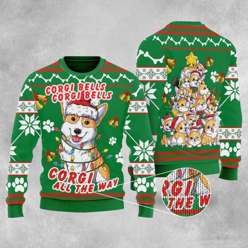Corgi Dog Bells Christmas Ugly Christmas Sweater  Adult