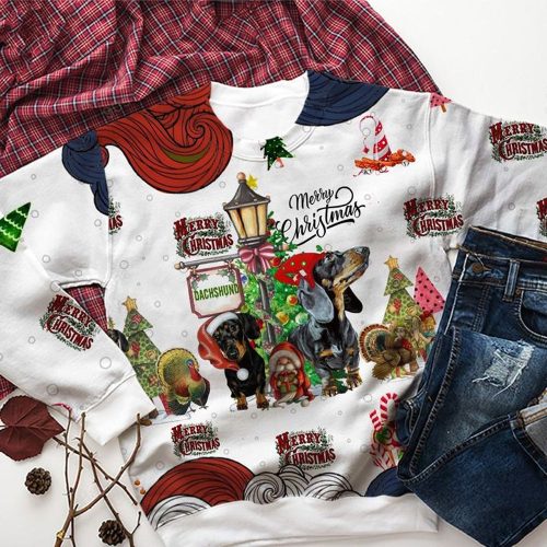 Dachshund Dog Merry Christmas Time Ugly Christmas Sweater  Adult