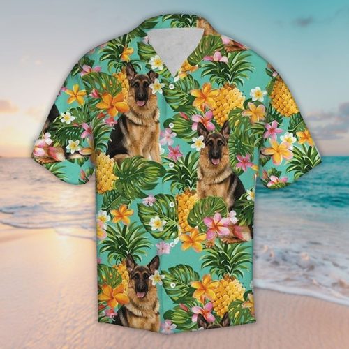 German Shepherd Pineapple Hawaiian Shirt Flower Tropical Shirt Pattern Dog Themed Gifts