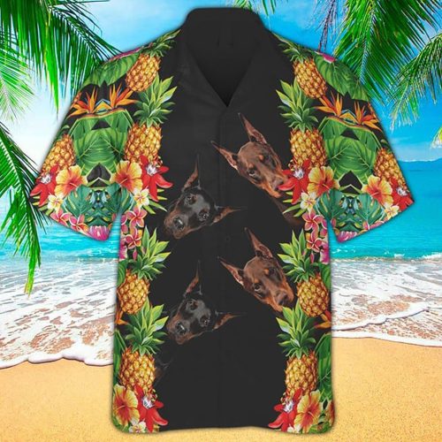 Doberman Pineapple Hawaiian Shirt Doberman Dog Themed Pineapple Aloha Beach Shirt