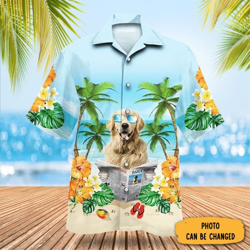Custom Picture Golden Retriever Hawaiian Shirts Summer Short Sleeve Shirts Dog Owners Gifts