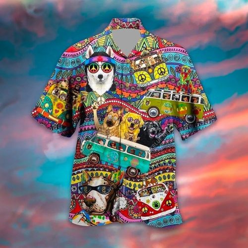 Dogs On Hippie Van Hawaiian Shirt Birthday Gifts For Dog Lovers People