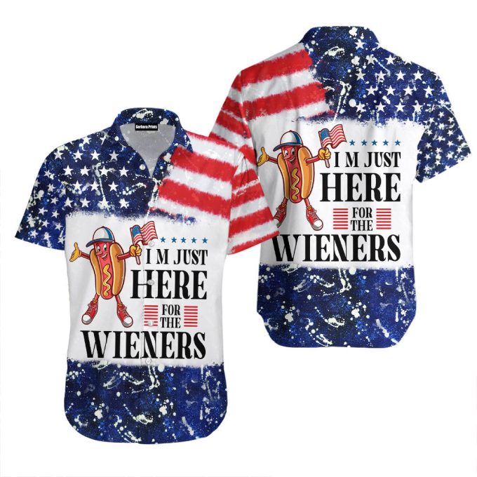 I’m Just Here For The Wieners Funny American Hotdog Hawaiian Shirt