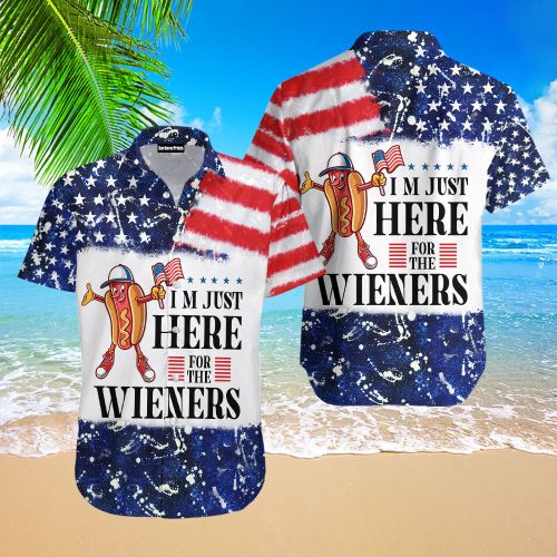 I’m Just Here For The Wieners Funny American Hotdog Hawaiian Shirt