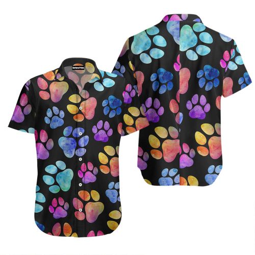 Dog Pawprint Colorful Hawaiian Shirt