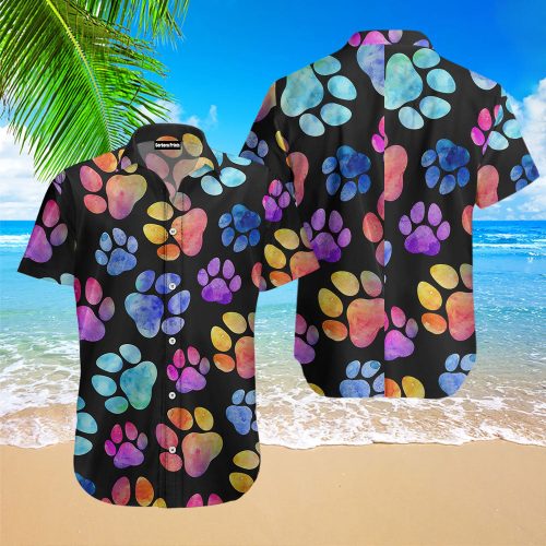 Dog Pawprint Colorful Hawaiian Shirt