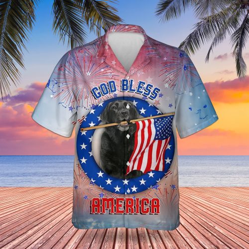 Black Labrador Retriever God Bless America Hawaiian Shirt Patriotic Dog 4Th Of July