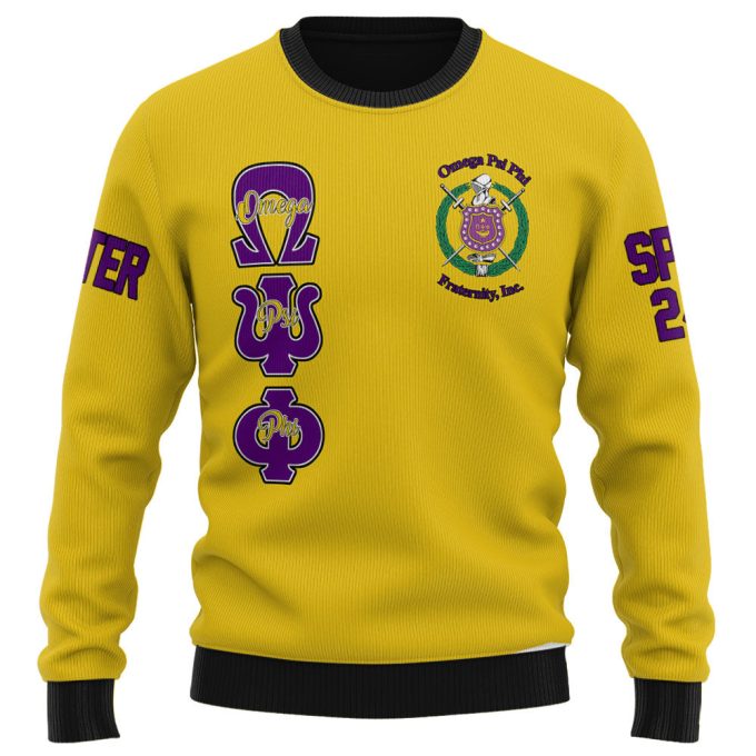 Personalized Omega Psi Phi Ugly Sweaters Golden Military Que Bulldog Style