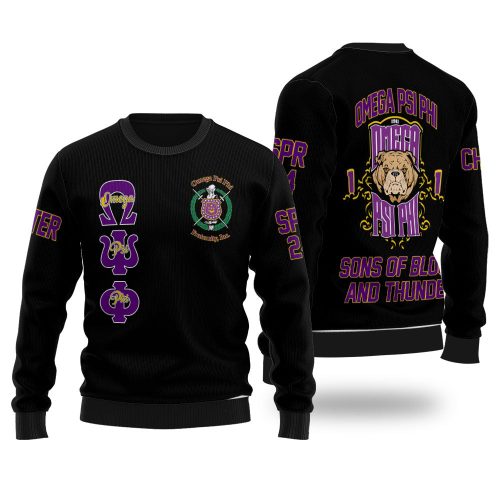 Personalized Omega Psi Phi Ugly Sweaters Black The Omega Bulldog Style 2