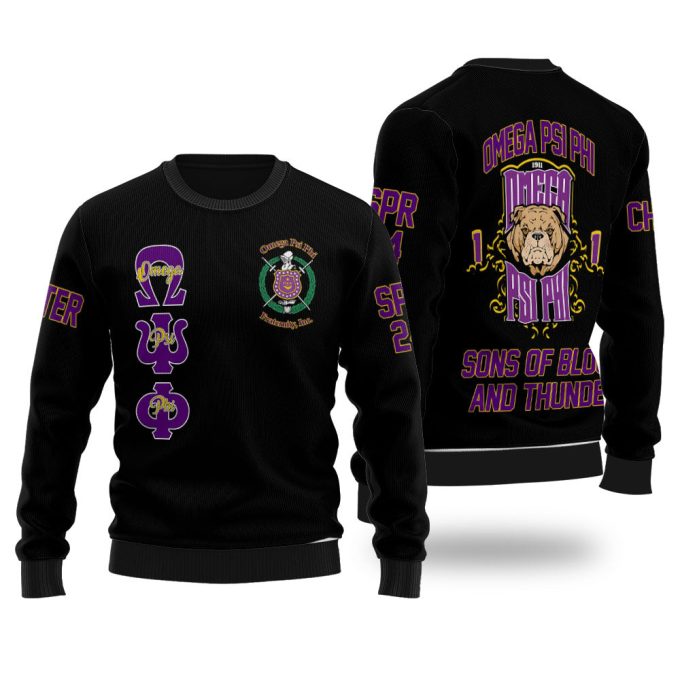 Personalized Omega Psi Phi Ugly Sweaters Black The Omega Bulldog Style 2