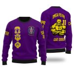 Personalized Omega Psi Phi Ugly Sweaters Purple Strong Omega Bulldog Style