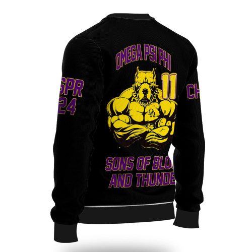 Personalized Omega Psi Phi Ugly Sweaters Black Strong Omega Bulldog Style