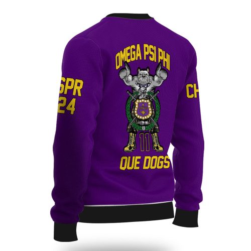 Personalized Omega Psi Phi Ugly Sweaters Purple Strong Military Que Dogs Style