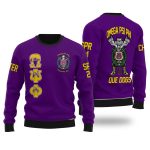 Personalized Omega Psi Phi Ugly Sweaters Purple Strong Military Que Dogs Style