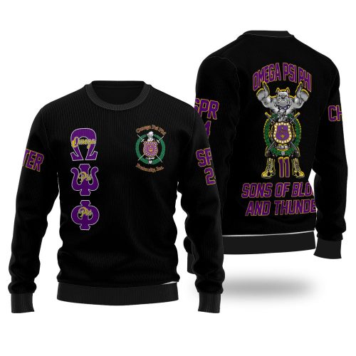 Personalized Omega Psi Phi Ugly Sweaters Black Strong Military Que Dogs Style
