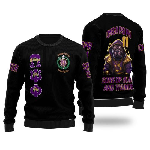 Personalized Omega Psi Phi Ugly Sweaters Black OPP Magic Que Dogs Style