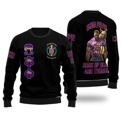 Personalized Omega Psi Phi Ugly Sweaters Black Omega Men And His Dog Style