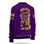 Personalized Omega Psi Phi Ugly Sweaters Purple Omega Handsign Bulldog Style
