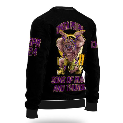 Personalized Omega Psi Phi Ugly Sweaters Black Omega Handsign Bulldog Style