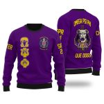 Personalized Omega Psi Phi Ugly Sweaters Purple Omega Atomic Bulldog Style