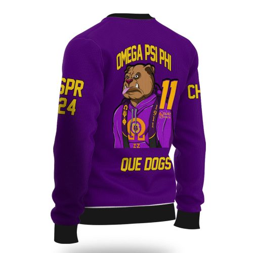 Personalized Omega Psi Phi Ugly Sweaters Purple Educated Que Dogs Brother Style