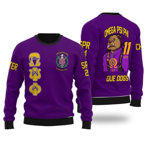 Personalized Omega Psi Phi Ugly Sweaters Purple Educated Que Dogs Brother Style