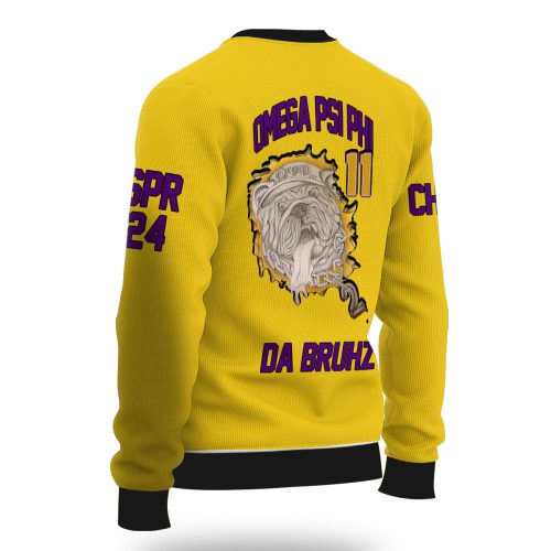 Personalized Omega Psi Phi Ugly Sweaters Golden 1911 Que Dogs Style