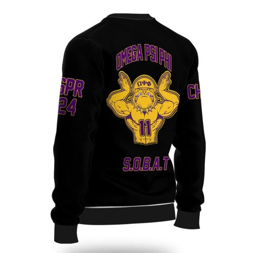 Personalized Omega Psi Phi Ugly Sweaters Black Omega Bulldog Style