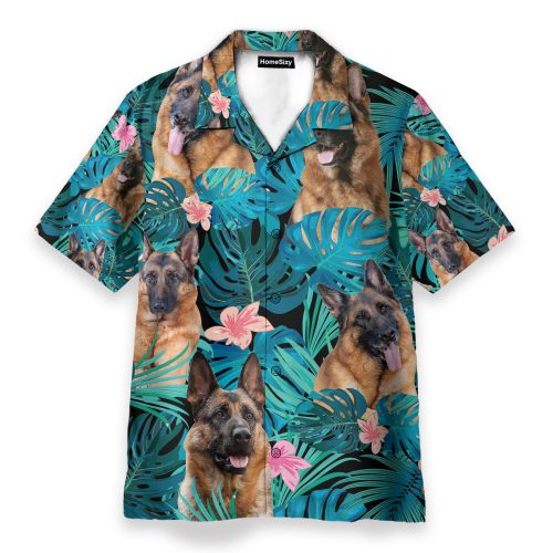 German Shepherd Dog Tropical Leaves – Hawaiian Shirt