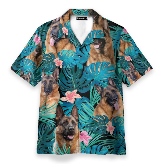German Shepherd Dog Tropical Leaves – Hawaiian Shirt