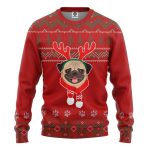 3D Pug Dog Custom Pullover Christmas Ugly Sweater