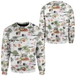 3D Bulldog Hawaiian Beach Retro Custom Pullover Ugly Sweater