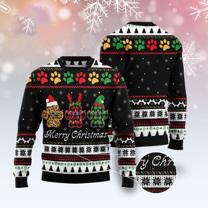 Dog Paws Xmas Funny Ugly Sweater