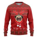 Pug Dog Red Christmas Ugly Sweater