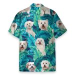Maltese Dog In Tropical Green Leaves – Hawaiian Shirt