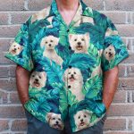 Maltese Dog In Tropical Green Leaves – Hawaiian Shirt