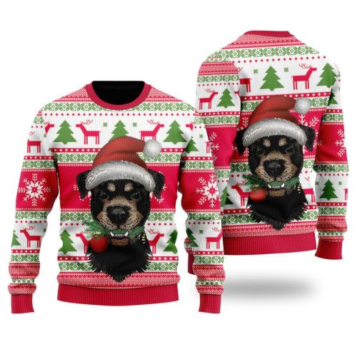 Dog Santas Hat Holiday Time Pattern Ugly Christmas Sweater 3D Printed Best Gift For Xmas UH2140
