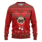 3D Pug Dog Custom Pullover Christmas Ugly Sweater