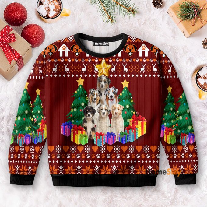 Australian Shepherd Pine Tree – Christmas Gift For Dog Lovers – 3D Ugly Christmas Sweater QT309783
