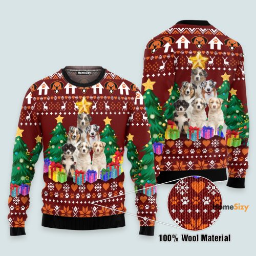 Australian Shepherd Pine Tree – Christmas Gift For Dog Lovers – 3D Ugly Christmas Sweater QT309783