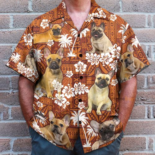 French Bulldog Red Tribal Pattern – Hawaiian Shirt
