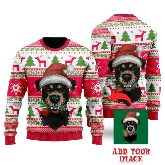 Personalized Photo Insert Of Dog On Vintage Christmas Ugly Sweater