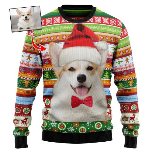 Custom Photo Dog Merry Colorful Xmas – Personalized Ugly Sweater