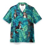 Greyhound Dog In Tropical Green Leaves – Hawaiian Shirt
