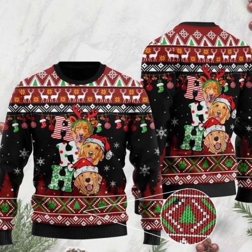 Dog Lover Golden Retriever Ho Ho Ho Ugly Christmas Sweater 3D Printed Best Gift For Xmas Adult | US5700