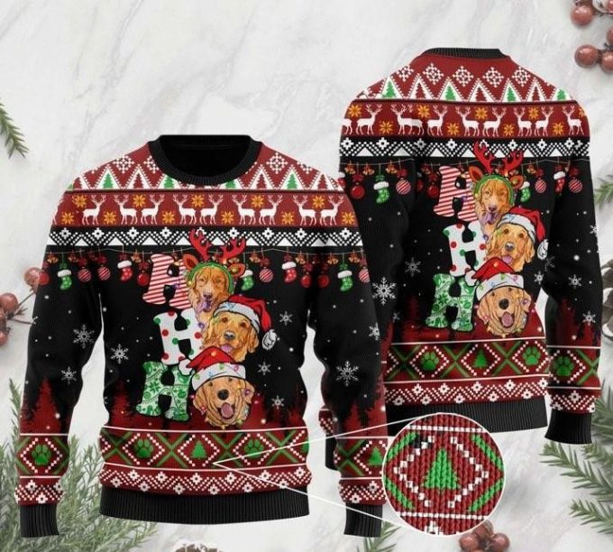 Dog Lover Golden Retriever Ho Ho Ho Ugly Christmas Sweater 3D Printed Best Gift For Xmas Adult | US5700