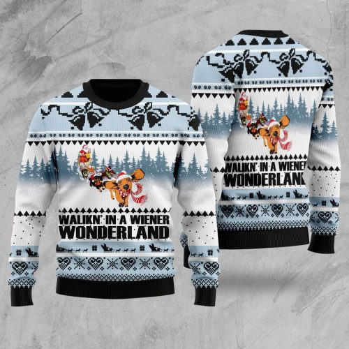 Dog lover Walkin� In A Wiener Ugly Christmas Sweater 3D Printed Best Gift For Xmas Adult | US6181